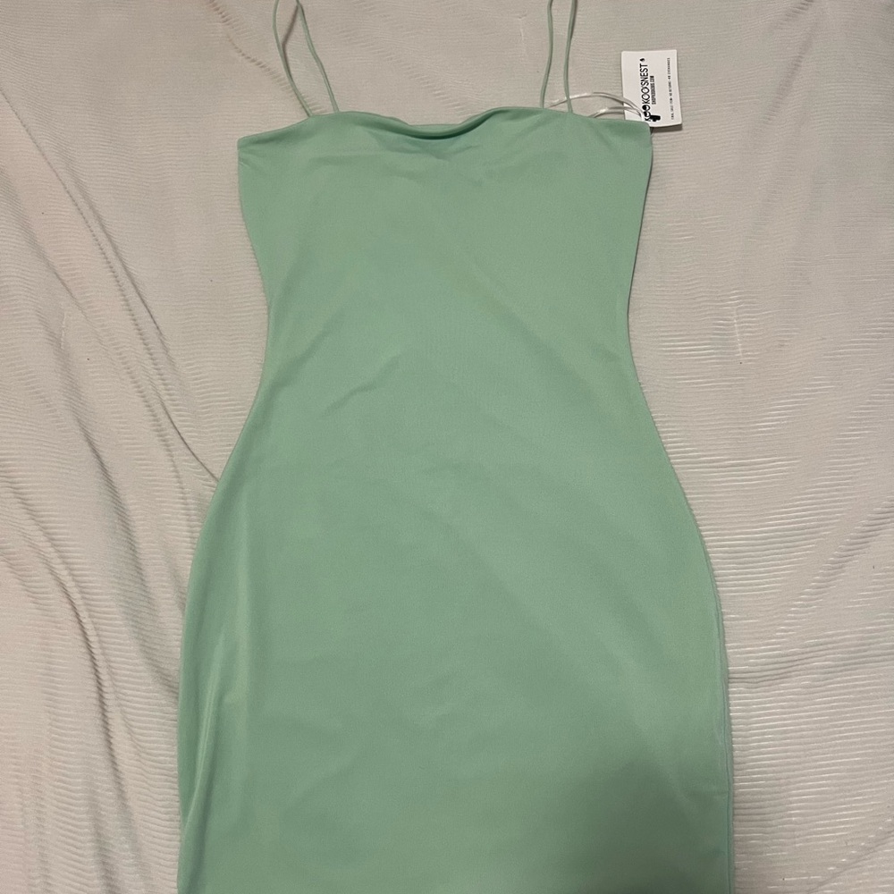 Light green, stretchy mini dress